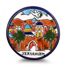 Jerusalem and Dove of Peace Ceramic Plate